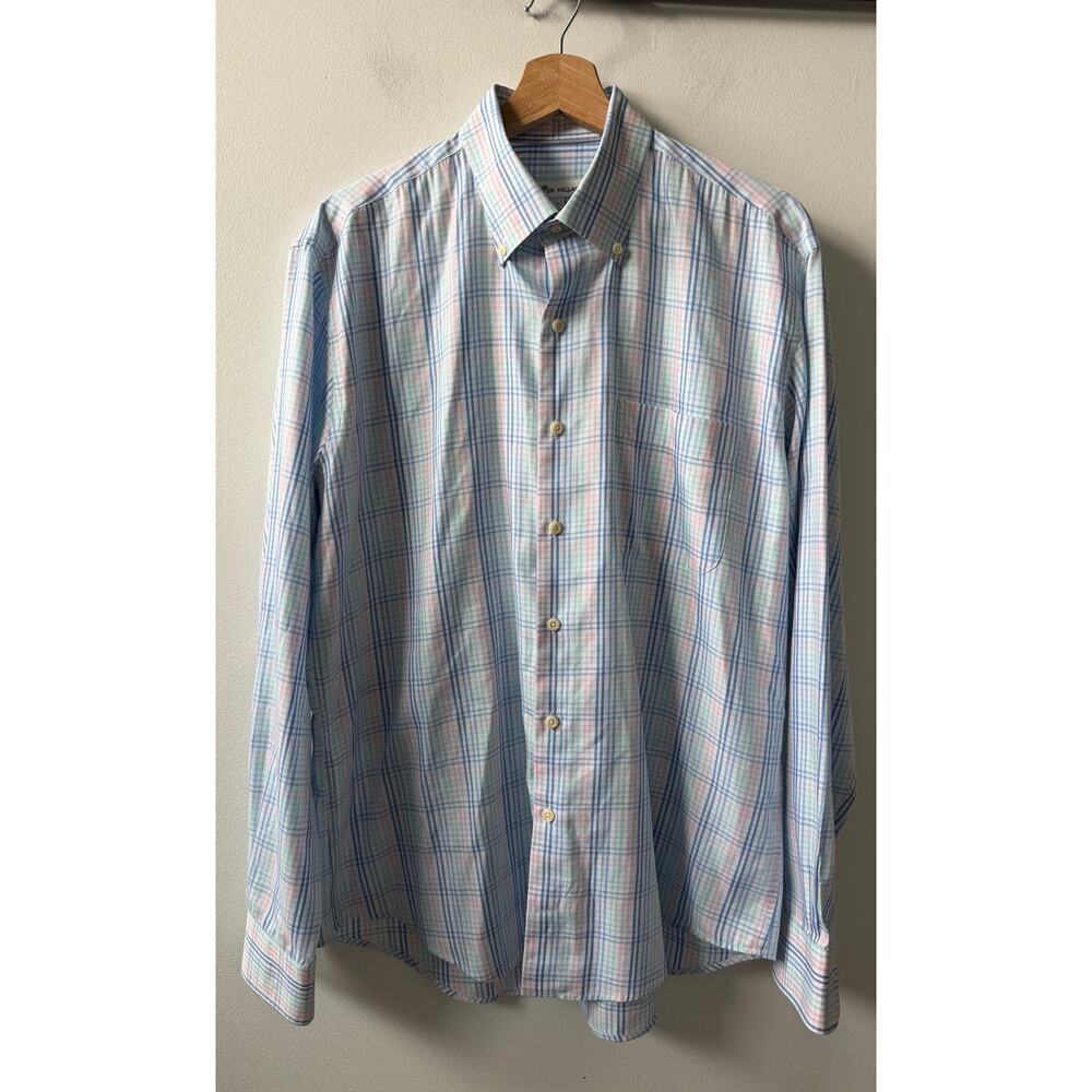 PETER MILLAR crown crafted long sleeve polo men's size L